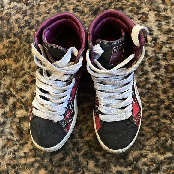 Puma Fiest Tartan Plaid High Top Sneakers - Picture 3 of 5
